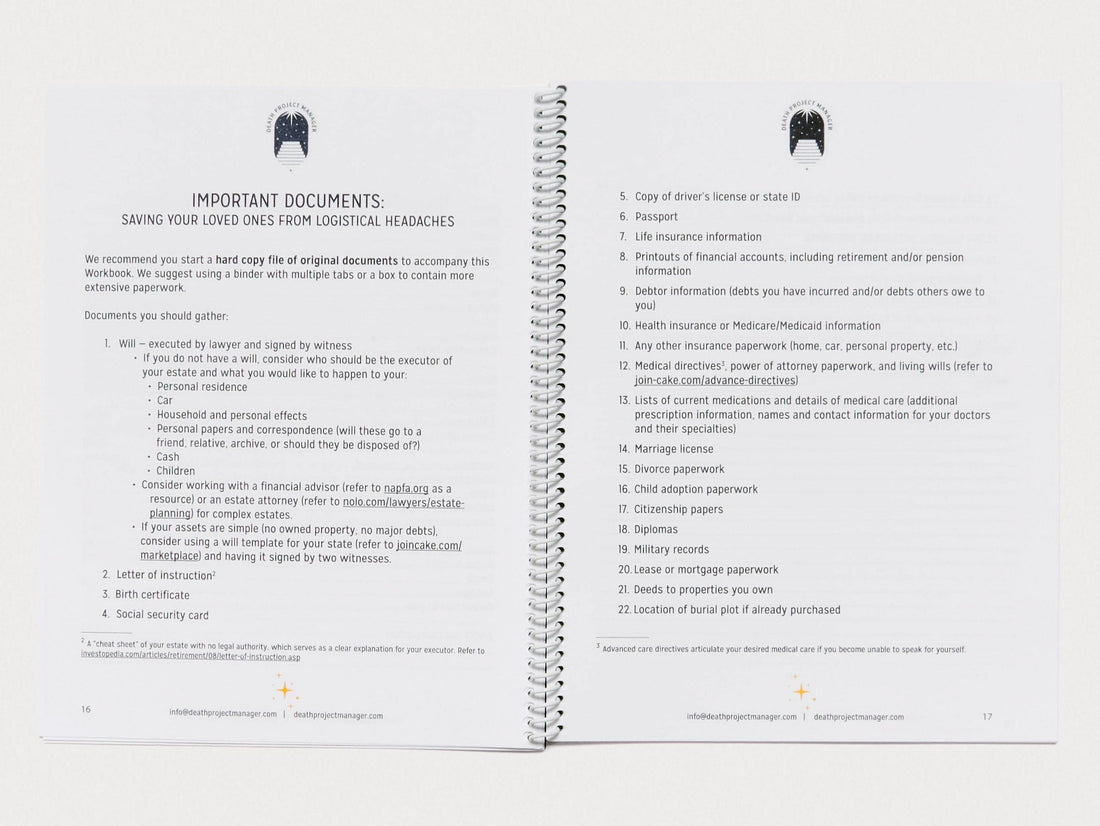 The Death Project Manager Mortality Workbook - Antenne Books