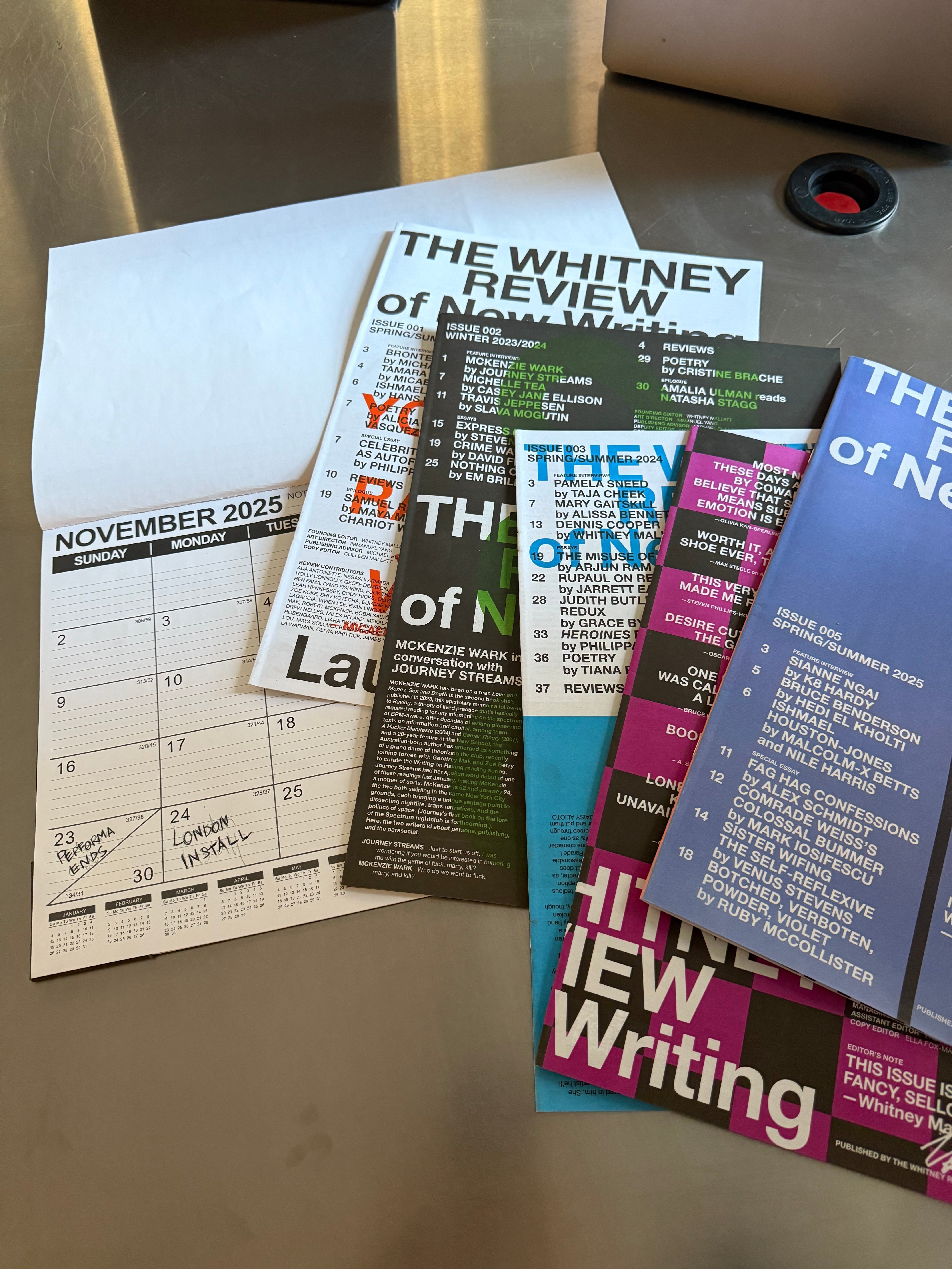 Assorted issues and promotional materials for The Whitney Review publication.