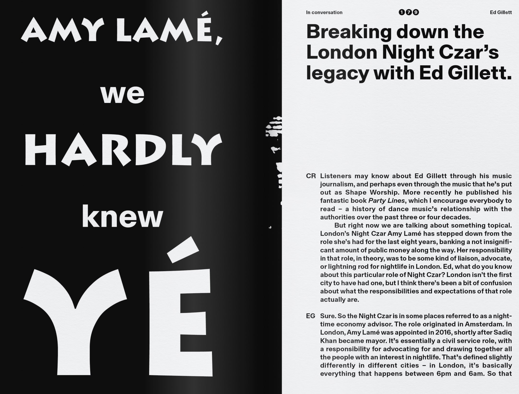 Interior spread from 'Breaking down the London Night Czar's legacy with Ed Gillett.'
