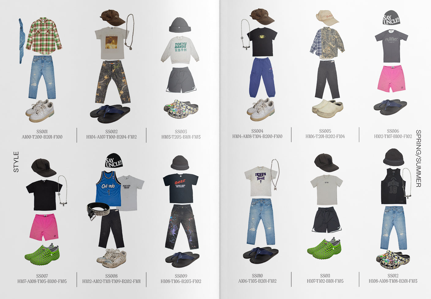 Interior spread showing curated men's summer fashion outfits layouts.