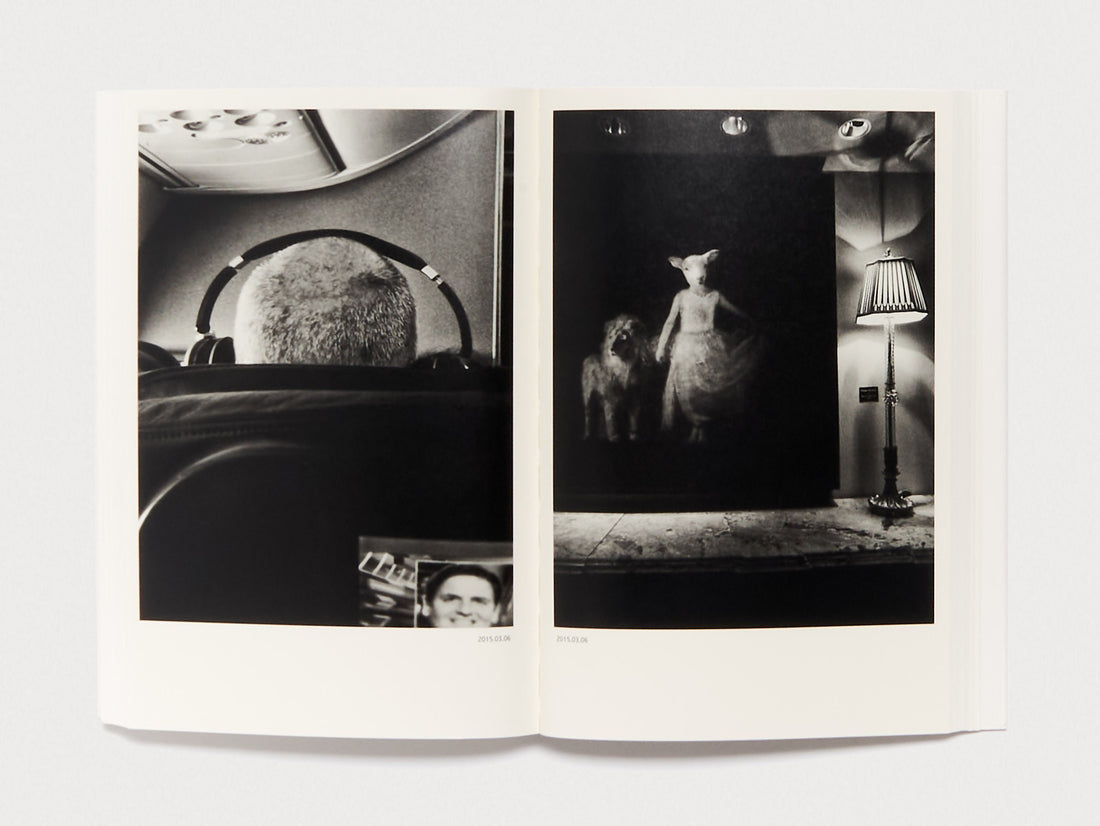 Interior spread from a photography book featuring black and white images.