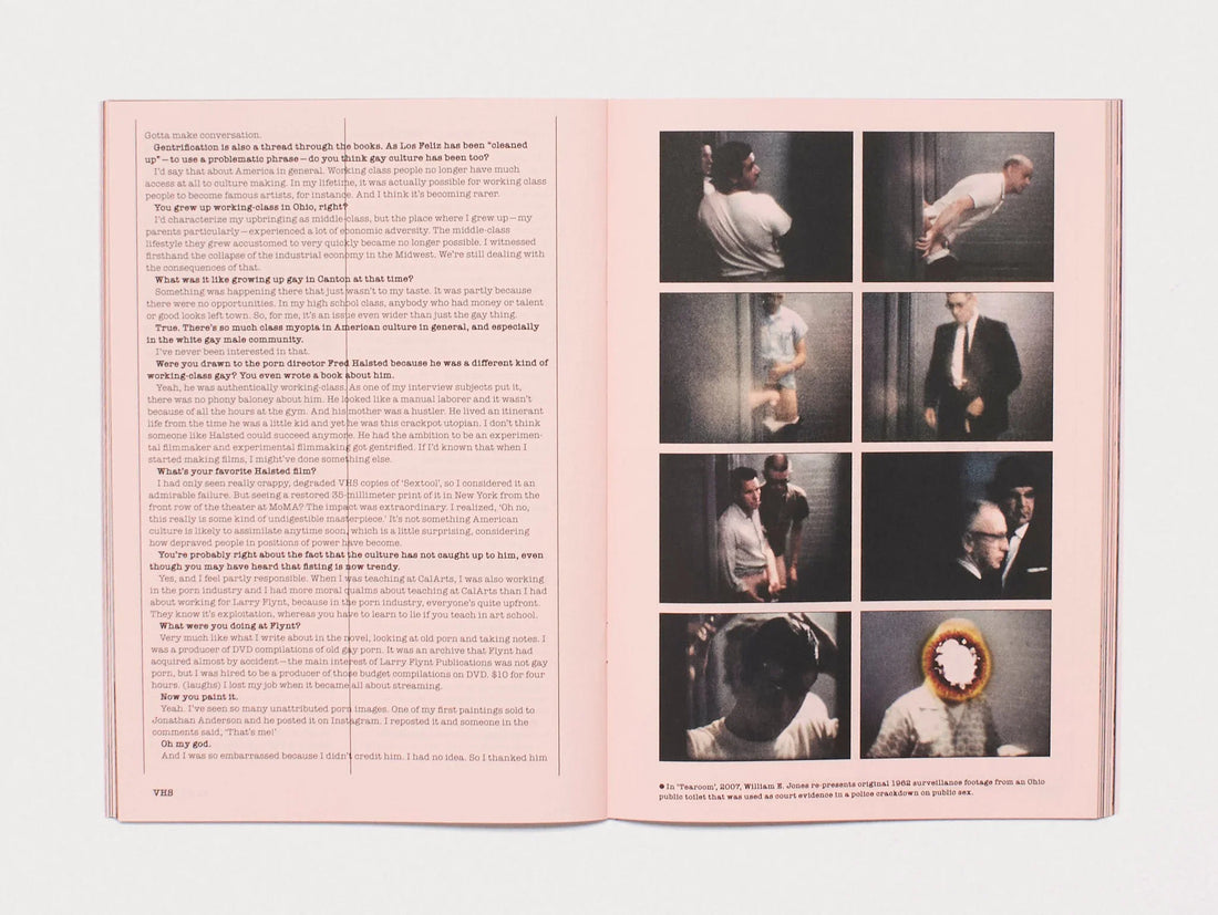 Interior spread from 'The Book Title' showing text and a black and white photograph.