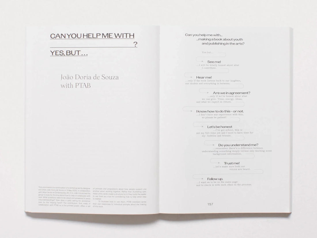 Interior spread from 'CAN YOU HELP ME WITH' by João Doria de Souza with PTAB.