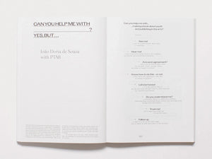 Interior spread from 'CAN YOU HELP ME WITH' by João Doria de Souza with PTAB.