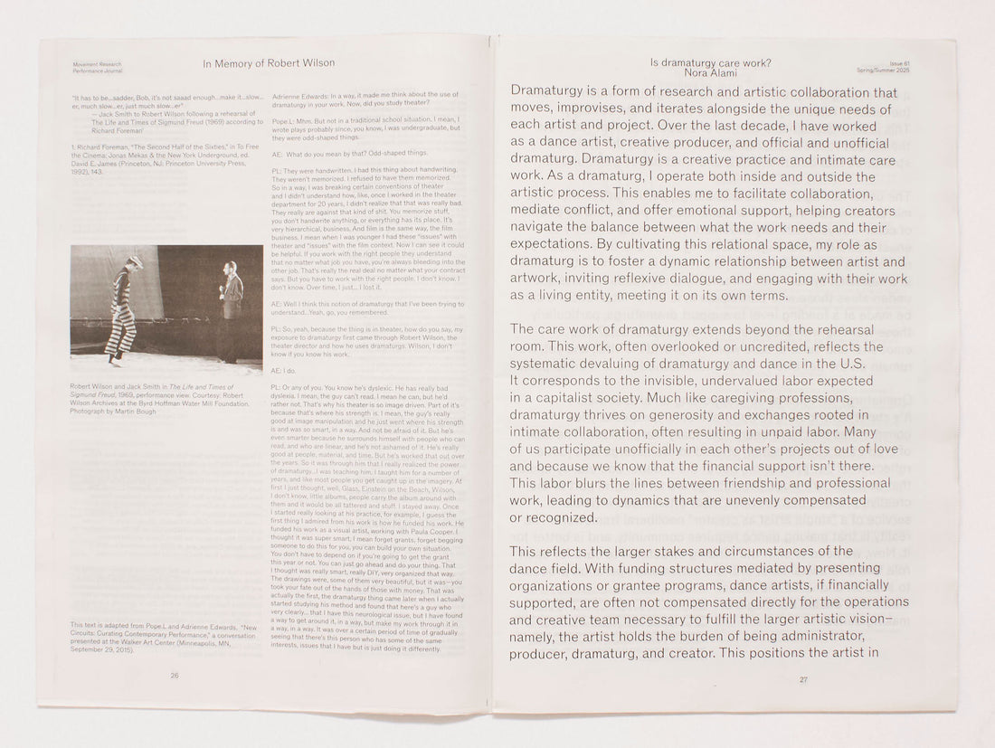 Movement Research Performance Journal #61: Dramaturgy