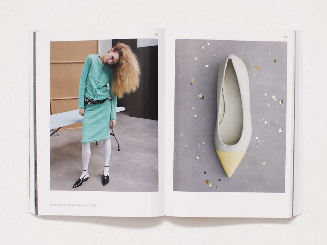 Interior spread from a fashion book featuring Chanel Spring-Summer 2020 pre-collection.