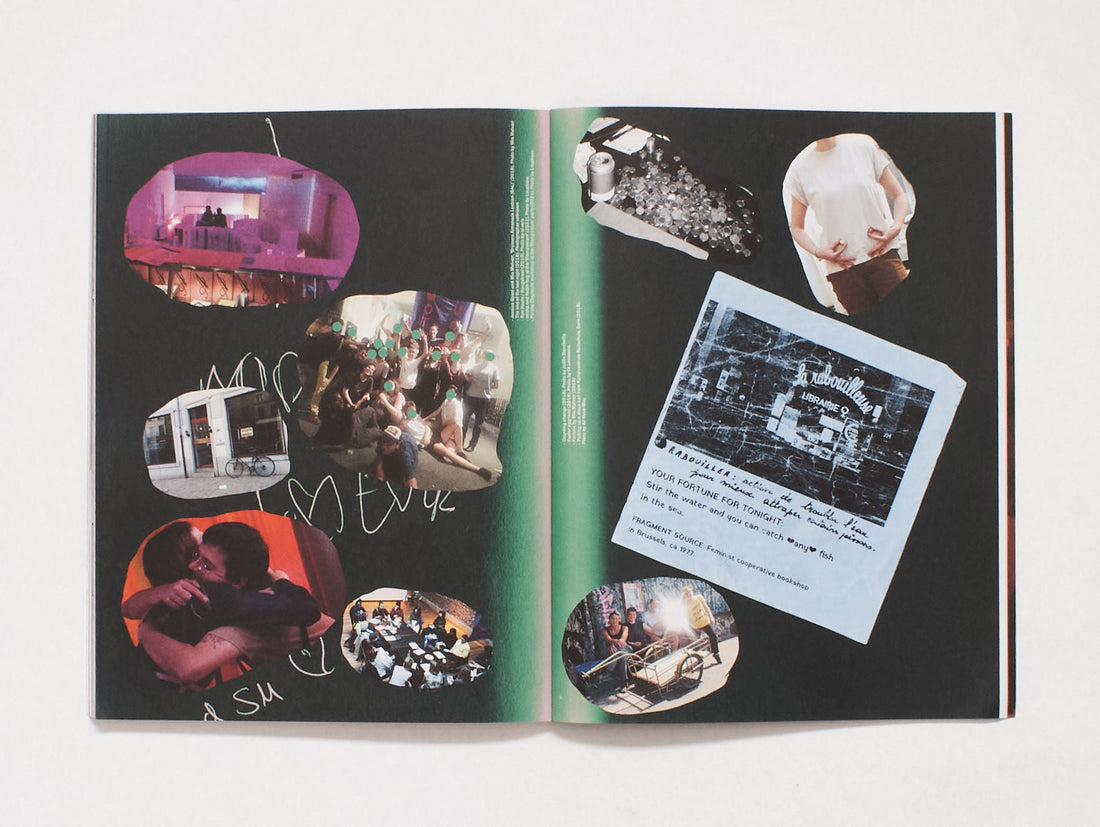 Interior spread from an art and photography book featuring a collage of photos and text.