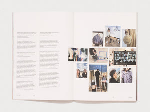 Interior spread from 'Lemaire' featuring text and fashion photography.