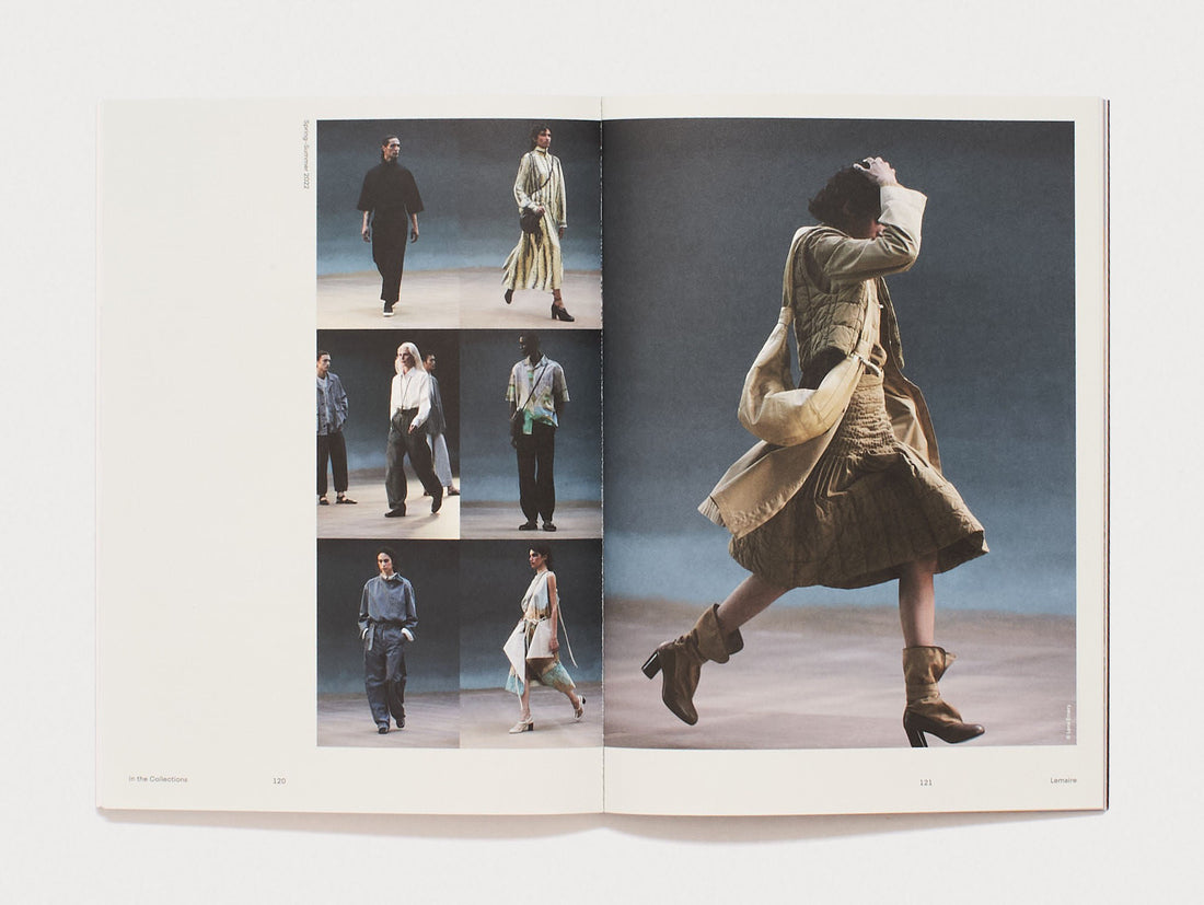 Interior spread from 'Lemaire' featuring fashion photography of models in various outfits.