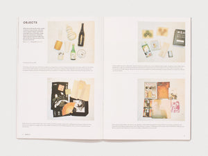 Interior spread from a book featuring photographs of objects and ephemera from Kyoto.