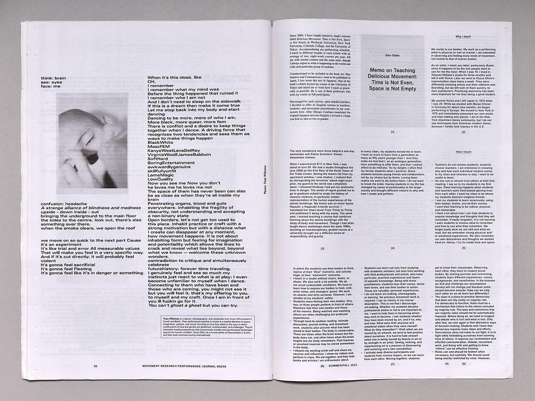 Movement Research Performance Journal, Issue #58/59 - Antenne Books