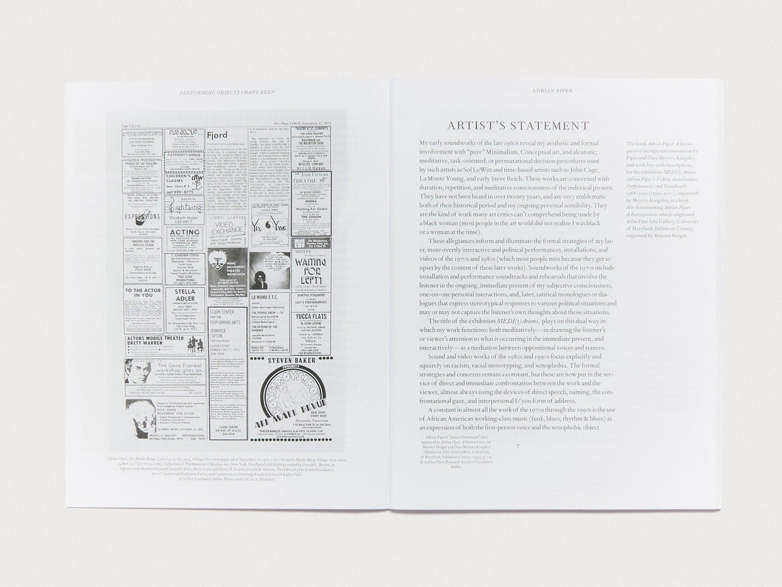 Adrian Piper: Performing Objects I Have Been, 1972-2018 - Antenne Books